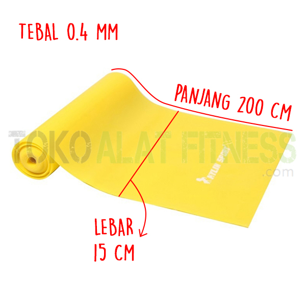 Latex Stretching Belt Pull Strap 04mm SPEK wtr - Latex Stretching Belt Pull Strap 2m, 0.4mm, Kuning Body Gym