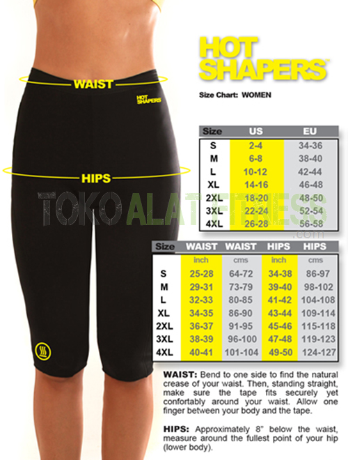 hot shapers size chart wtr - Hot Shapers Pants XL Body Gym