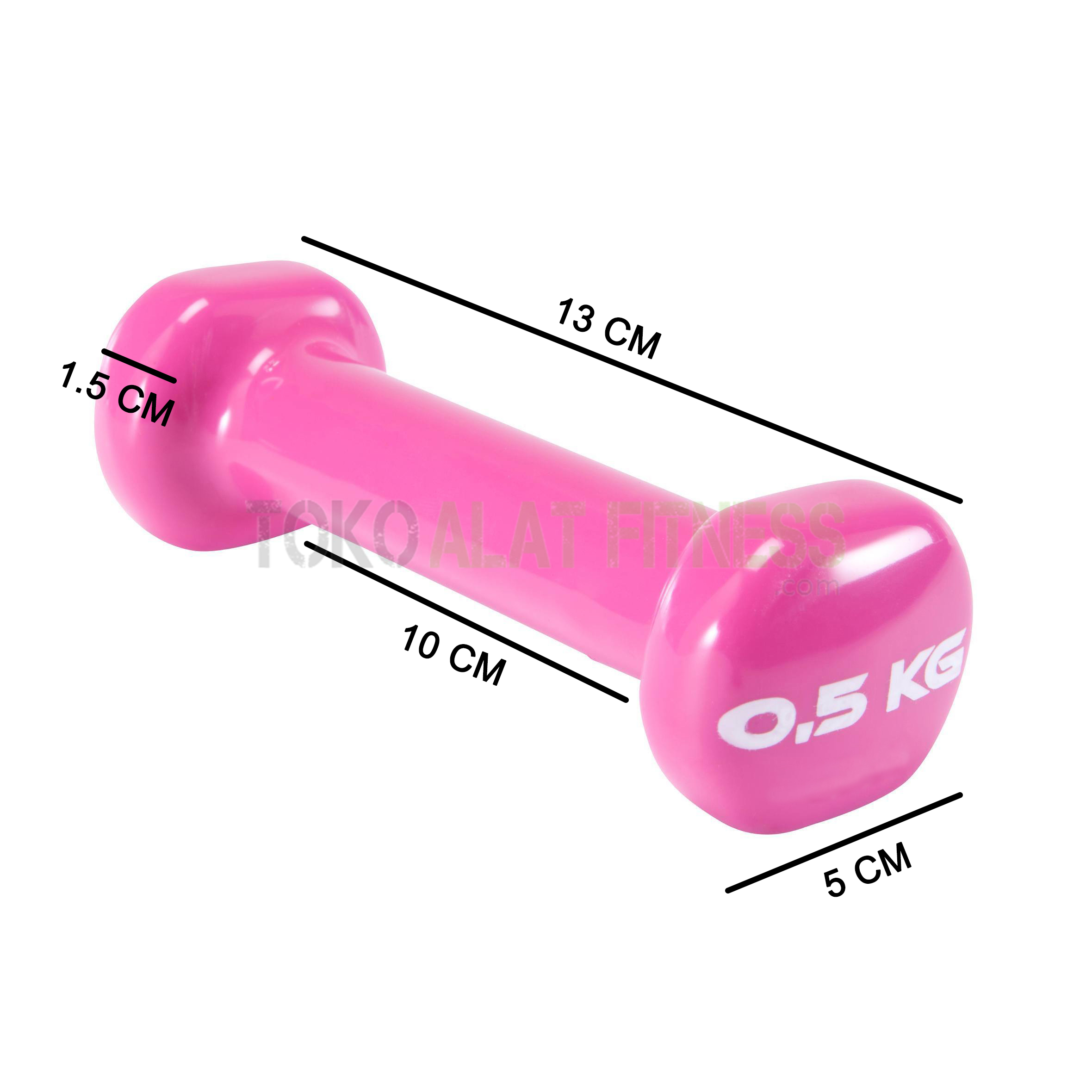 dumbell pink spek wtm 2 - Dumbell PVC 0.5Kg, Domyos