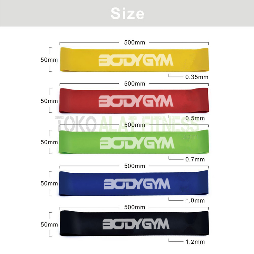 size wtm - Body Gym Resistance Band Loop 5pcs/Set + Free Bag