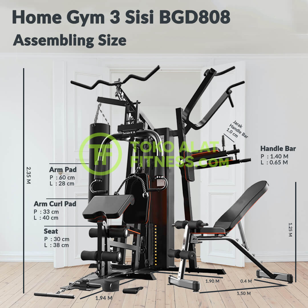 Home Gym 3 Sisi BGD303 Body Gym Premium Quality Alat Fitness Indonesia 11 - Gorefit Home Gym 3 Station