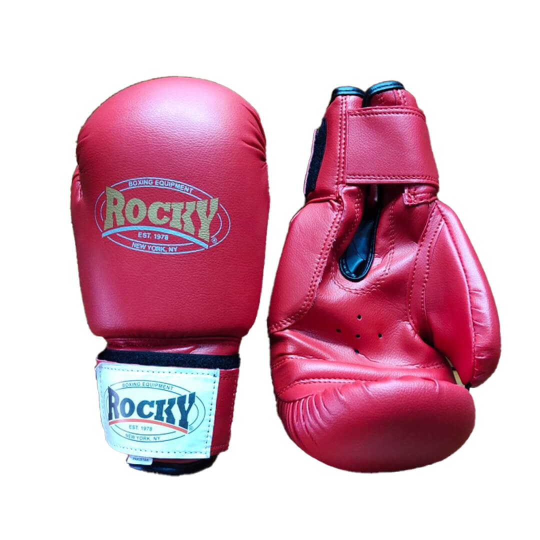sarung tangan rocky merah 10 oz boxing muaytaidepan - Rocky Sarung Tinju Boxing Gloves RBG 1503